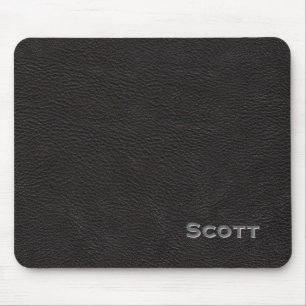 Mit Monogramm Führungskraft-Schwarz-Leder-Blick Mousepad