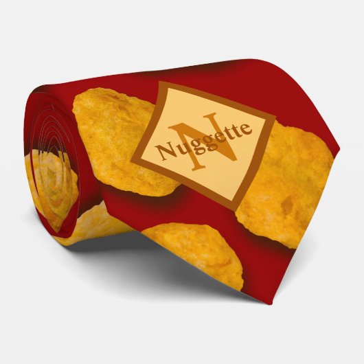 Mit Monogramm Funny Chicken Nugget Pattern Krawatte (Gerollt)