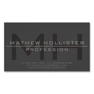 Mit Monogramm für Männer, grau Magnetische Visitenkarte