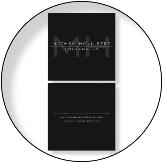 Mit Monogramm für Männer, grau Quadratische Visitenkarte