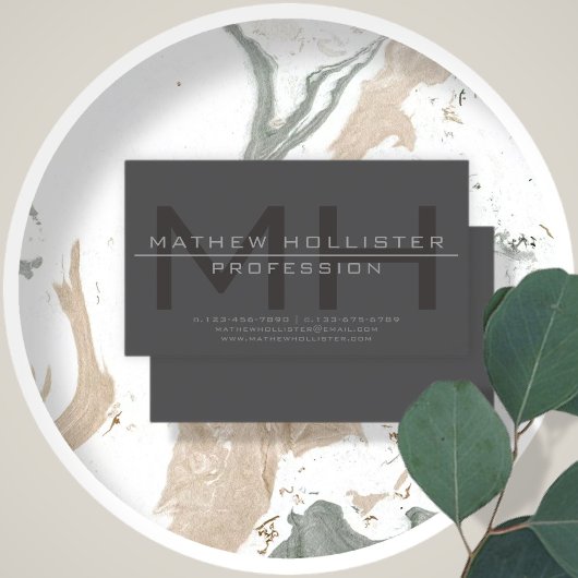 Mit Monogramm für Männer, grau Visitenkarte