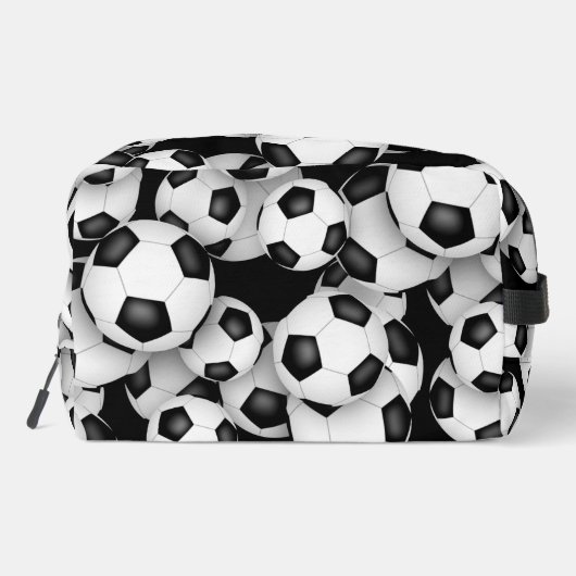 Mit Monogramm Fußbällermuster Waschbeutel (Rückseite)
