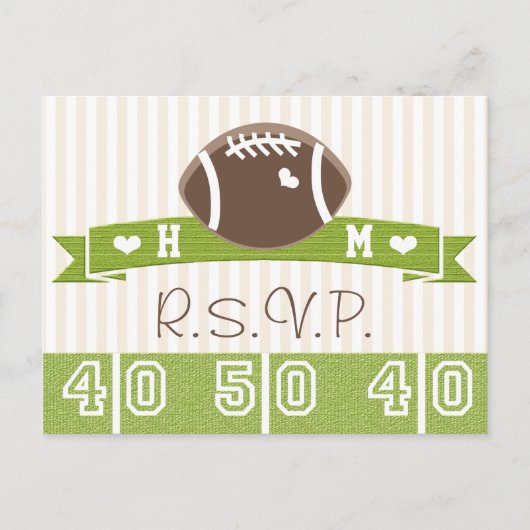 Mit Monogramm Fußballhochzeit RSVP Postkarte (Vorderseite)