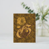 Mit Monogramm G Gold Peony Postcard Postkarte (Stehend Vorderseite)