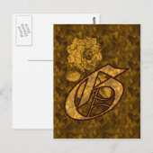Mit Monogramm G Gold Peony Postcard Postkarte (Vorne/Hinten)