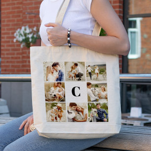 Mit Monogramm Galerie von 8 Personalisierten Fotos Tragetasche
