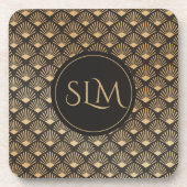 mit Monogramm Gatsby Art Deco Lüftermuster Getränkeuntersetzer (Vorderseite)