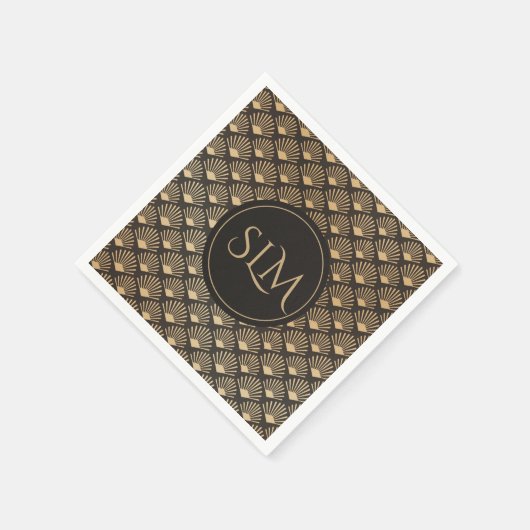 Mit Monogramm Gatsby Art Deco Lüftermuster Serviette (Ecke)