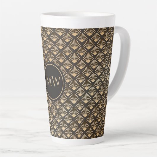 Mit Monogramm Gatsby Style Fan Muster Zuhause Offi Milchtasse (Rechte Ecke)