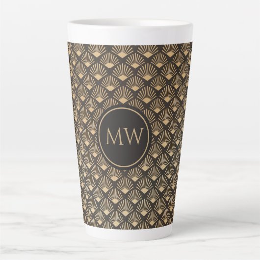 Mit Monogramm Gatsby Style Fan Muster Zuhause Offi Milchtasse (Vorderseite)