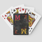 mit Monogramm gealtertes schwarzes Deck Spielkarten (Rückseite)