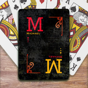 mit Monogramm gealtertes schwarzes Deck Spielkarten
