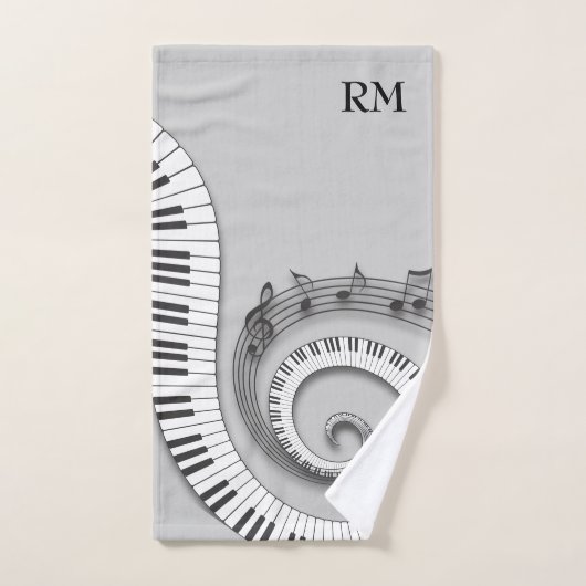 Mit Monogramm gebogene Klavierschlüssel und Badhandtuch Set (Handtuch)