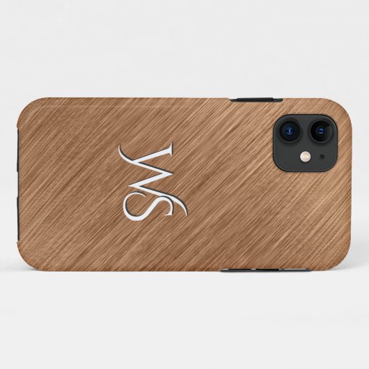 Mit Monogramm gebürstetes Kupfer Case-Mate iPhone Hülle (Rückseite (Horizontal))