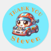 Mit Monogramm Geburtstag - Rennwagen | Runder Aufkleber (Vorderseite)