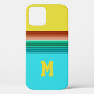 Mit Monogramm-gelb-blaues Multicolor-Streifen Case-Mate iPhone Hülle