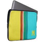 Mit Monogramm-gelb-blaues Multicolor-Streifen Laptopschutzhülle (Vorne Rechts)