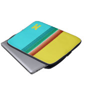 Mit Monogramm-gelb-blaues Multicolor-Streifen Laptopschutzhülle (Vorne Knopf)