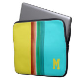 Mit Monogramm-gelb-blaues Multicolor-Streifen Laptopschutzhülle (Vorderseite Links)