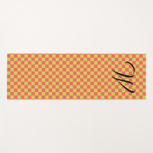 Mit Monogramm Gelb-Grün-Hellrosa-Karton Yogamatte (Vorderseite (Horizontal))