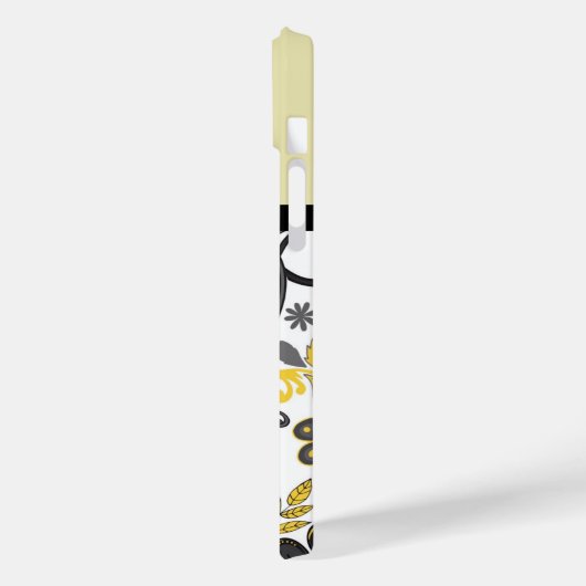 Mit Monogramm Gelb und Grau Case-Mate iPhone Hülle (Rückseite / Links)