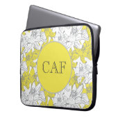 Mit Monogramm Gelb und Grau Laptopschutzhülle (Vorderseite Links)