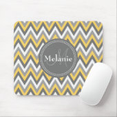 Mit Monogramm Gelb- und Graumuster Zickzack Mousepad (Mit Mouse)