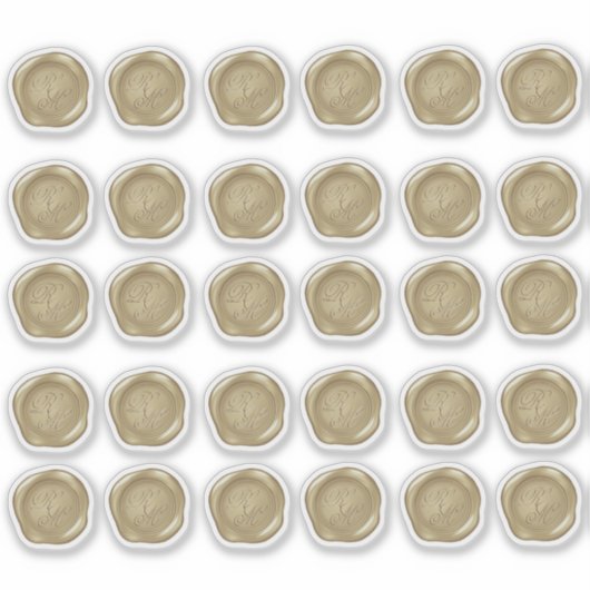 Mit Monogramm Gelbe Imitate Wachs Siegel Aufkleber (Vorderseite)
