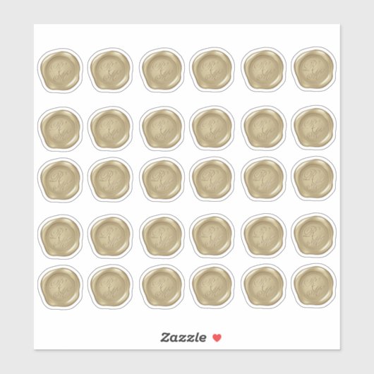 Mit Monogramm Gelbe Imitate Wachs Siegel Aufkleber (Blatt)