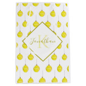 Mit Monogramm-Gelbe Tennisball-Ball Weihnachten Mittlere Geschenktüte (Vorderseite)