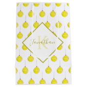 Mit Monogramm-Gelbe Tennisball-Ball Weihnachten Mittlere Geschenktüte (Rückseite)