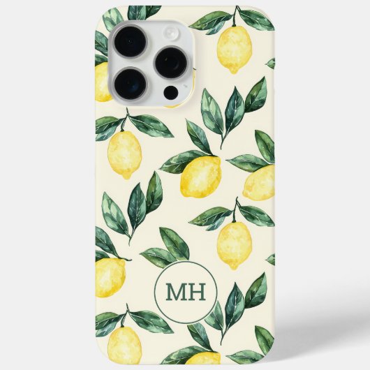 Mit Monogramm Gelbe Zitronen Muster Moderne Initia Case-Mate iPhone Hülle (Rückseite)