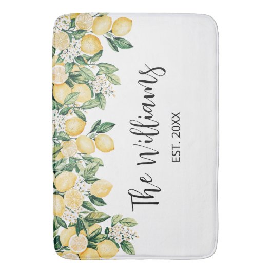 Mit Monogramm Gelber Zitronenbaum Badematte (Vorderseite Vertikal)
