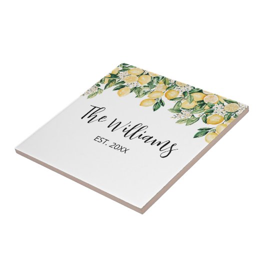 Mit Monogramm Gelber Zitronenbaum Fliese (Seite)