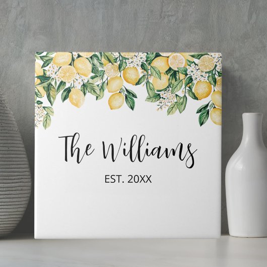 Mit Monogramm Gelber Zitronenbaum Fliese