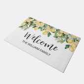 Mit Monogramm Gelber Zitronenbaum Fußmatte (Schrägansicht)