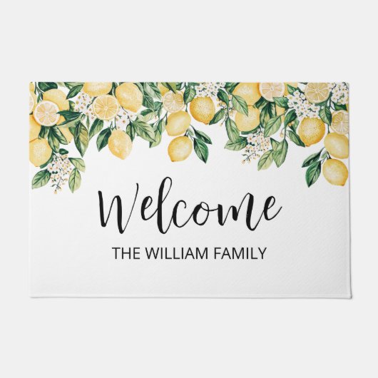 Mit Monogramm Gelber Zitronenbaum Fußmatte (Vorderseite)