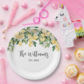Mit Monogramm Gelber Zitronenbaum Pappteller (Party)