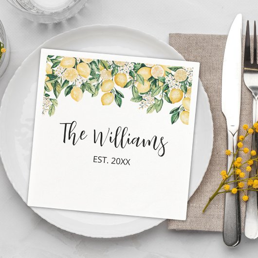 Mit Monogramm Gelber Zitronenbaum Serviette