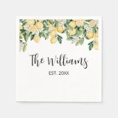 Mit Monogramm Gelber Zitronenbaum Serviette (Vorderseite)