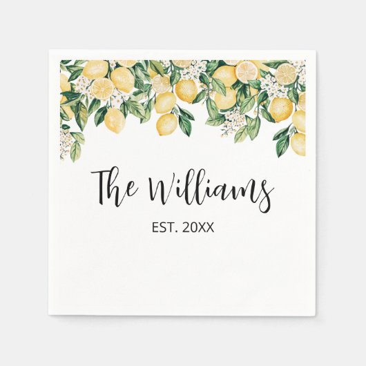 Mit Monogramm Gelber Zitronenbaum Serviette (Vorderseite)