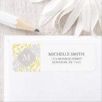 Mit Monogramm-gelbes, florales Damastmuster