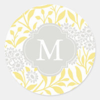 Mit Monogramm-gelbes, florales Damastmuster