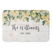 Mit Monogramm Gelbes Zitronenbaum Weißes Holz Badematte (Vorderseite)