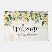 Mit Monogramm Gelbes Zitronenbaum Weißes Holz Fußmatte (Vorderseite)