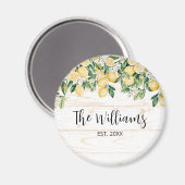 Mit Monogramm Gelbes Zitronenbaum Weißes Holz Magnet (Vorderseite/Rückseite)