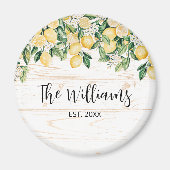 Mit Monogramm Gelbes Zitronenbaum Weißes Holz Magnet (Vorne)