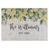 Mit Monogramm Gelbes Zitronenbaum Weißes Holz Schneidebrett (Vorderseite)