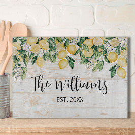 Mit Monogramm Gelbes Zitronenbaum Weißes Holz Schneidebrett