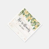 Mit Monogramm Gelbes Zitronenbaum Weißes Holz Serviette (Ecke)